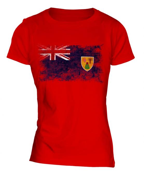 Turks And Caicos Islands Distressed Flag Ladies T-Shirt