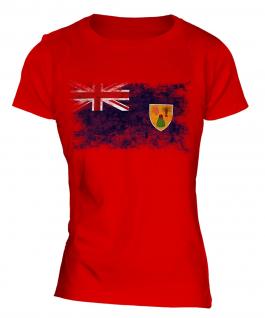Turks And Caicos Islands Distressed Flag Ladies T-Shirt
