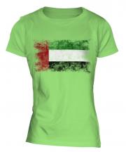 United Arab Emirates Distressed Flag Ladies T-Shirt