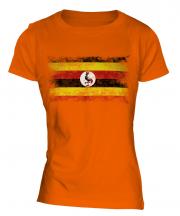 Uganda Distressed Flag Ladies T-Shirt