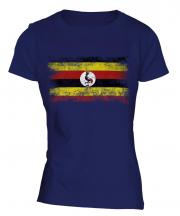 Uganda Distressed Flag Ladies T-Shirt