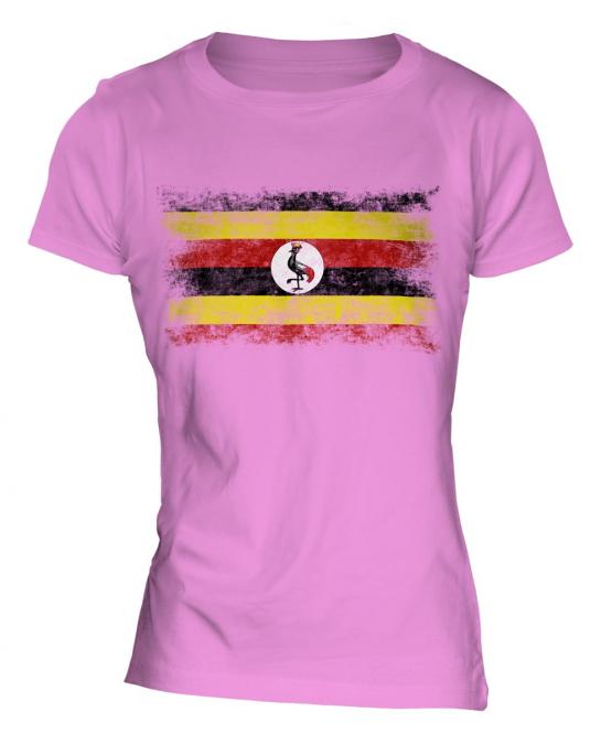 Uganda Distressed Flag Ladies T-Shirt