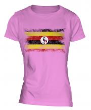 Uganda Distressed Flag Ladies T-Shirt