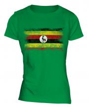 Uganda Distressed Flag Ladies T-Shirt