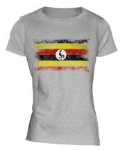 Uganda Distressed Flag Ladies T-Shirt