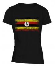Uganda Distressed Flag Ladies T-Shirt