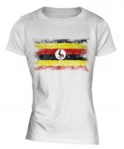 Uganda Distressed Flag Ladies T-Shirt