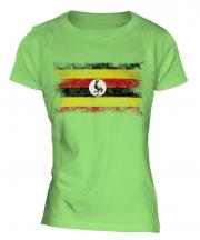 Uganda Distressed Flag Ladies T-Shirt