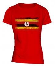 Uganda Distressed Flag Ladies T-Shirt