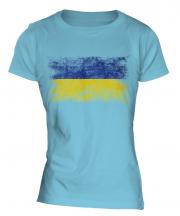 Ukraine Distressed Flag Ladies T-Shirt