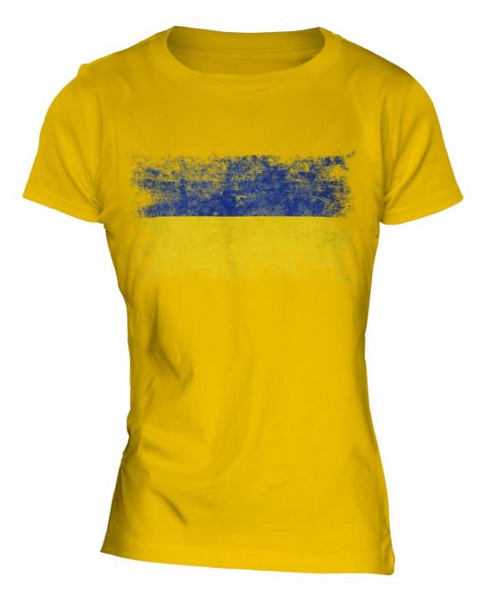 Ukraine Distressed Flag Ladies T-Shirt