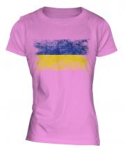 Ukraine Distressed Flag Ladies T-Shirt