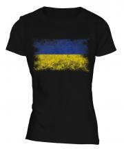 Ukraine Distressed Flag Ladies T-Shirt