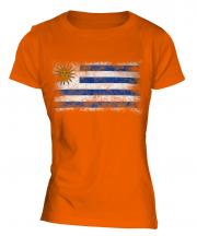 Uruguay Distressed Flag Ladies T-Shirt