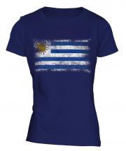Uruguay Distressed Flag Ladies T-Shirt