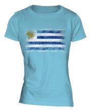 Uruguay Distressed Flag Ladies T-Shirt