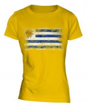 Uruguay Distressed Flag Ladies T-Shirt