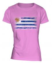 Uruguay Distressed Flag Ladies T-Shirt