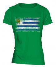 Uruguay Distressed Flag Ladies T-Shirt