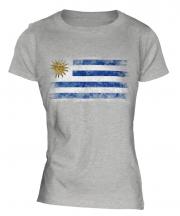 Uruguay Distressed Flag Ladies T-Shirt