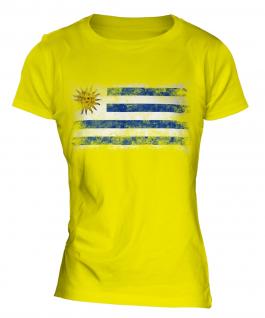 Uruguay Distressed Flag Ladies T-Shirt