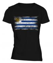 Uruguay Distressed Flag Ladies T-Shirt