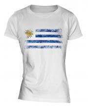 Uruguay Distressed Flag Ladies T-Shirt