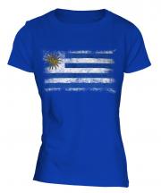 Uruguay Distressed Flag Ladies T-Shirt