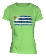 Uruguay Distressed Flag Ladies T-Shirt