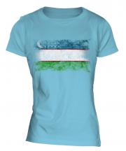 Uzbekistan Distressed Flag Ladies T-Shirt