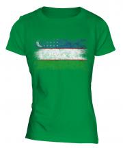 Uzbekistan Distressed Flag Ladies T-Shirt