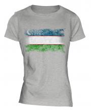 Uzbekistan Distressed Flag Ladies T-Shirt