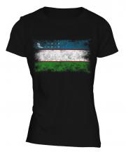 Uzbekistan Distressed Flag Ladies T-Shirt