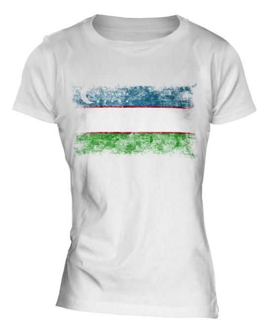 Uzbekistan Distressed Flag Ladies T-Shirt