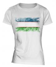 Uzbekistan Distressed Flag Ladies T-Shirt