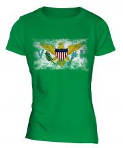 Us Virgin Islands Distressed Flag Ladies T-Shirt