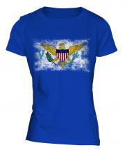 Us Virgin Islands Distressed Flag Ladies T-Shirt