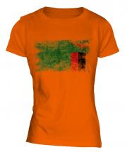 Zambia Distressed Flag Ladies T-Shirt