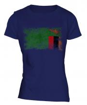 Zambia Distressed Flag Ladies T-Shirt