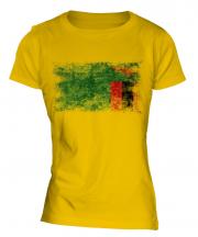 Zambia Distressed Flag Ladies T-Shirt