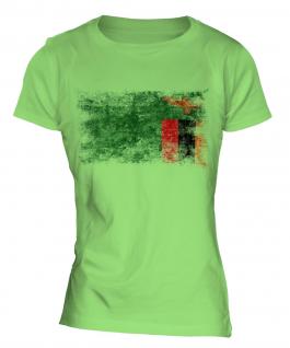 Zambia Distressed Flag Ladies T-Shirt