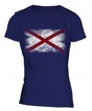 Alabama State Distressed Flag Ladies T-Shirt