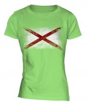 Alabama State Distressed Flag Ladies T-Shirt