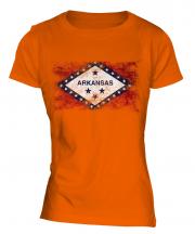 Arkansas State Distressed Flag Ladies T-Shirt