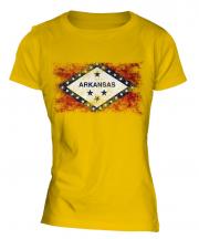 Arkansas State Distressed Flag Ladies T-Shirt