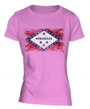 Arkansas State Distressed Flag Ladies T-Shirt