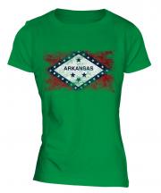 Arkansas State Distressed Flag Ladies T-Shirt