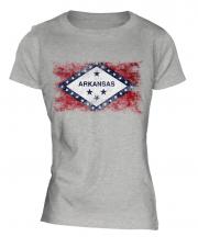 Arkansas State Distressed Flag Ladies T-Shirt