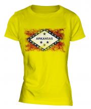 Arkansas State Distressed Flag Ladies T-Shirt