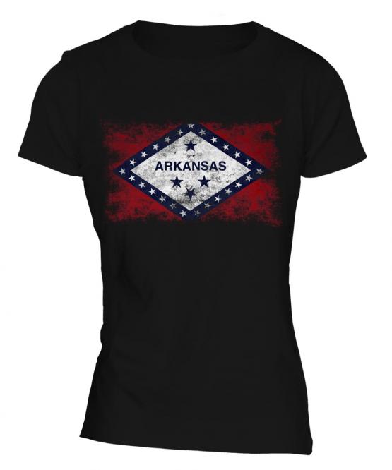 Arkansas State Distressed Flag Ladies T-Shirt